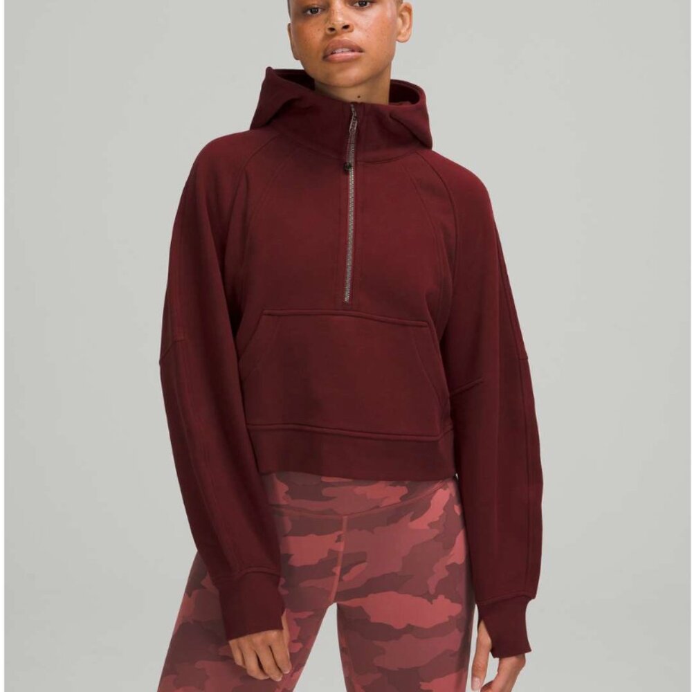 Lululemon Scuba Oversized 1/2 Zip Hoodie — Size XS/S, Red Merlot